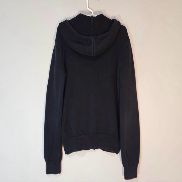Polo Ralph Lauren Black Knit Zip Hoodie Pony Logo Cotton Sweater - Picture 6 of 7
